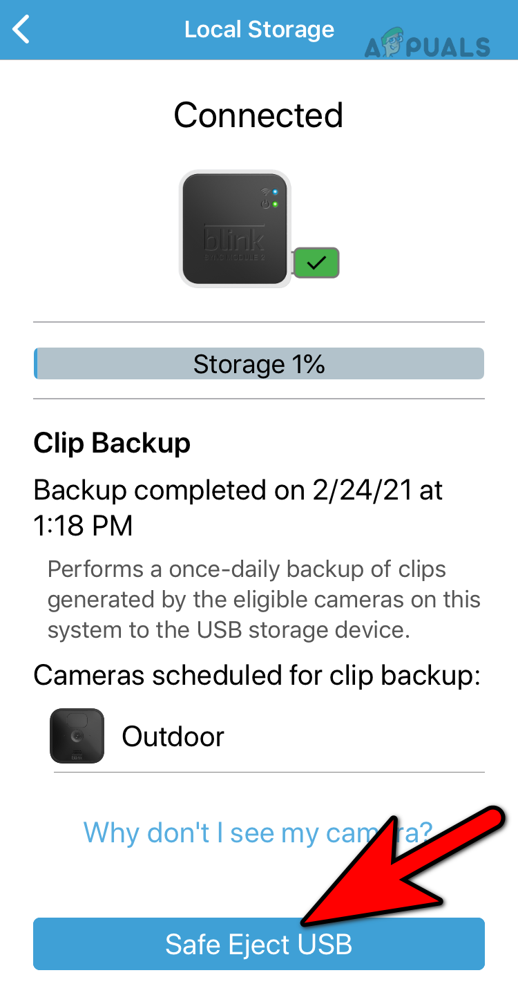 Safe Eject USB Storage in the Blink App