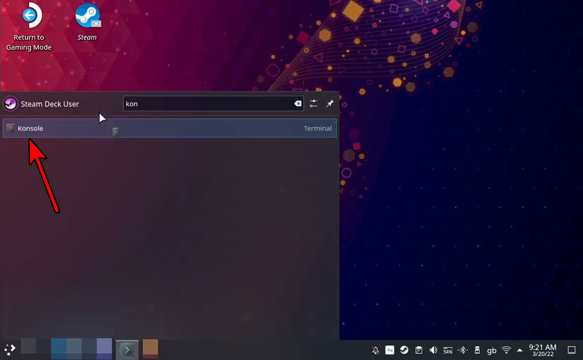 Open Steam Konsole on the Steam Deck