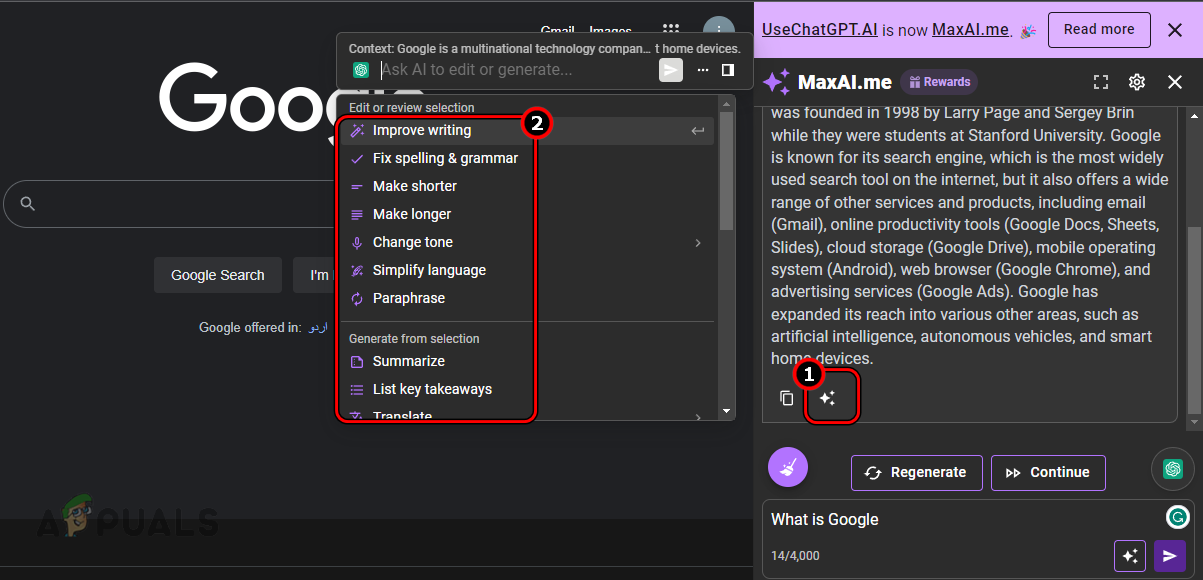 Click on Use Prompt Button on the Already Generated Response