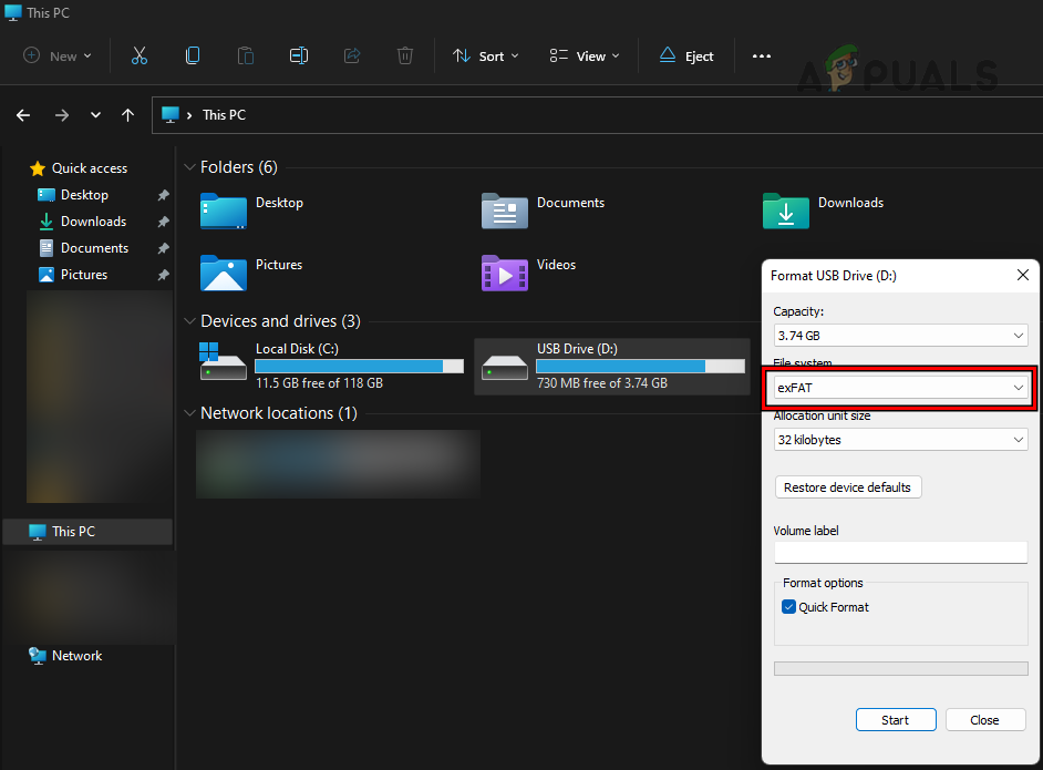 Format the USB Drive in the exFAT Format