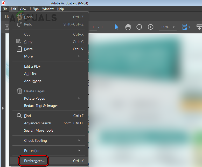 Open Adobe Acrobat Preferences