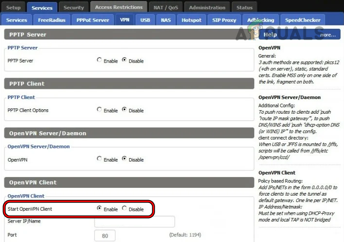 Start VPN Client on the Router