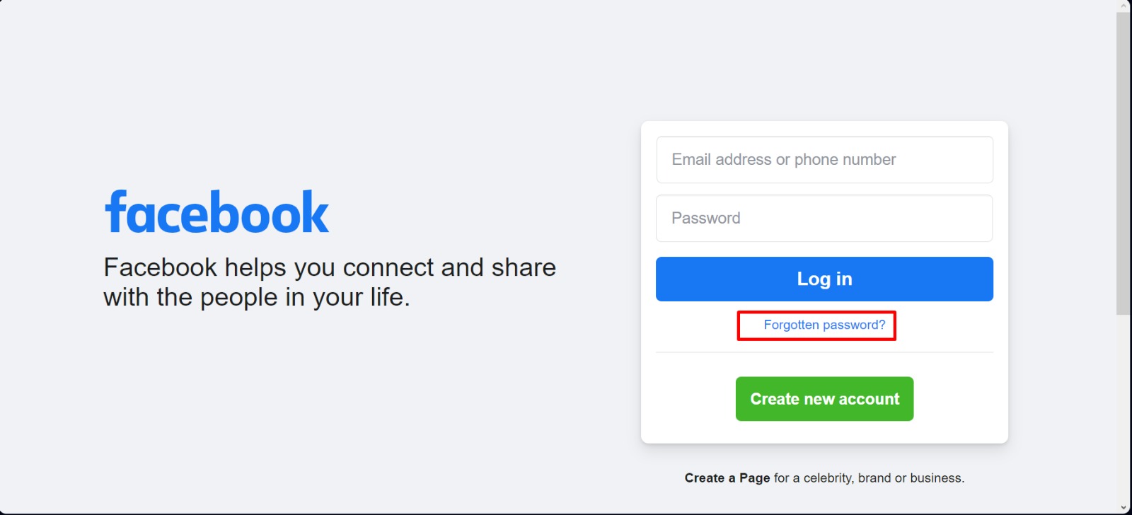 Click Forgotten Password