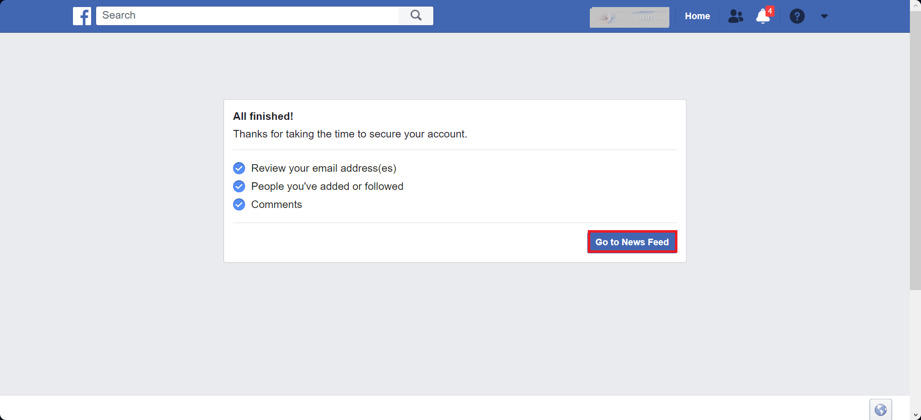 Click Go to News Feed