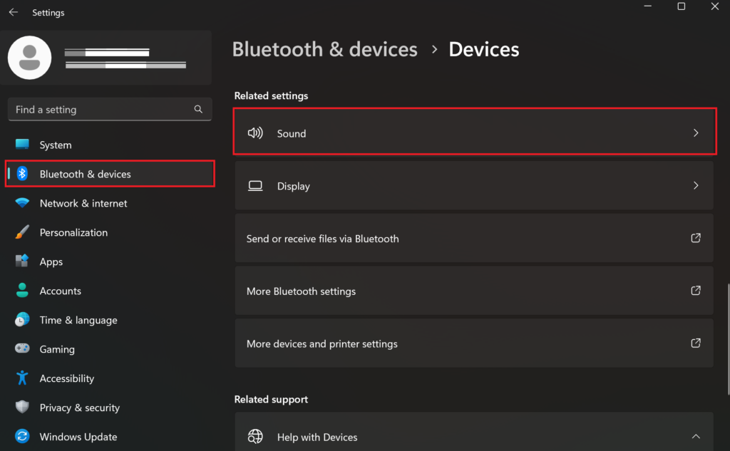 Sound Settings in Windows