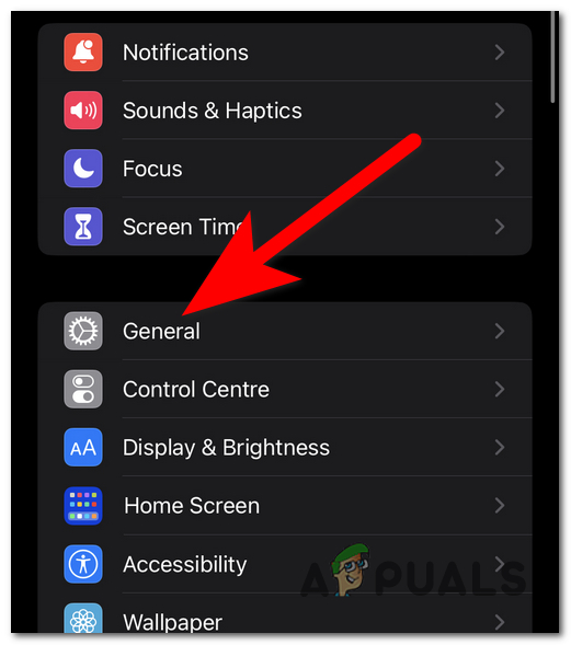 Opening General settings for update
