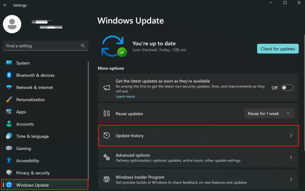 Uninstall Recent Windows Update