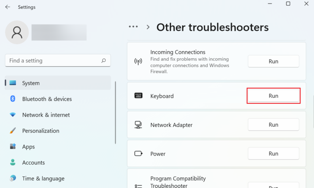 Keyboard Troubleshooter