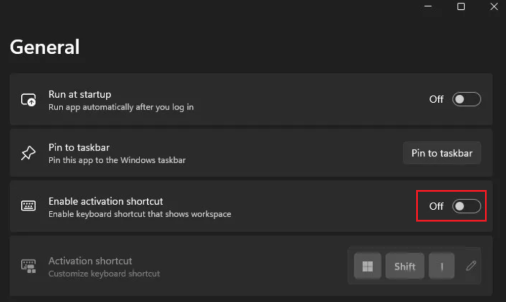 Disable Windows Ink Workspace Shortcut