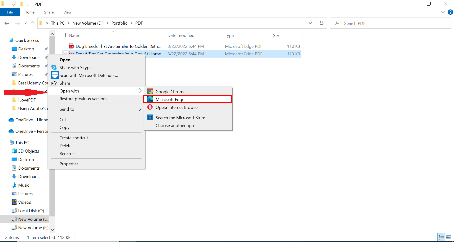 Launch the PDF in a standard viewer such as Microsoft Edge
