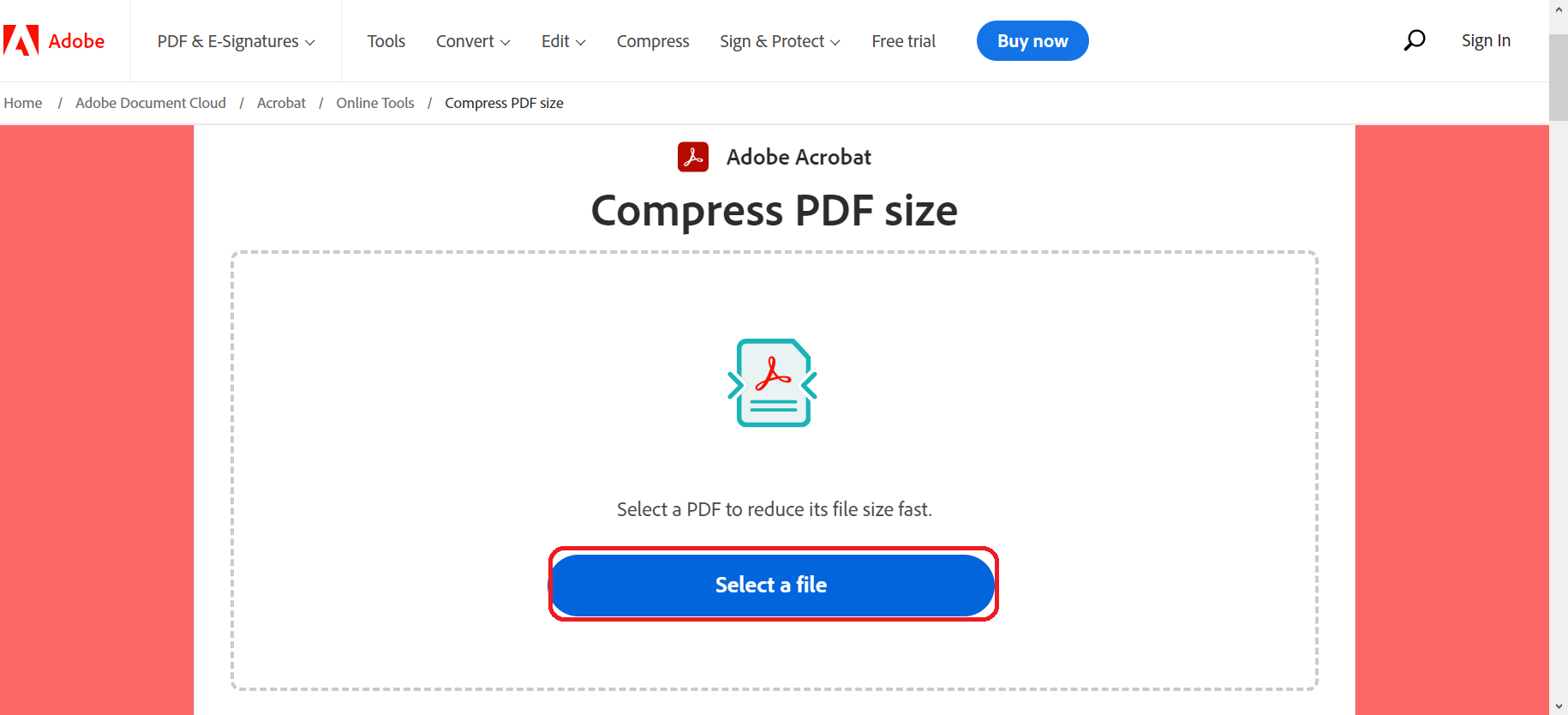 Press the Select a file button