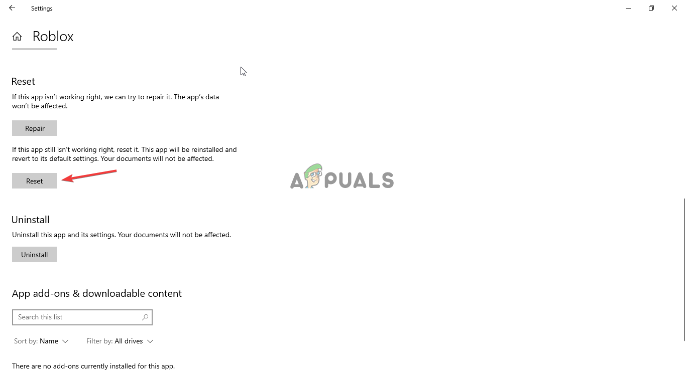 Reset the Roblox app