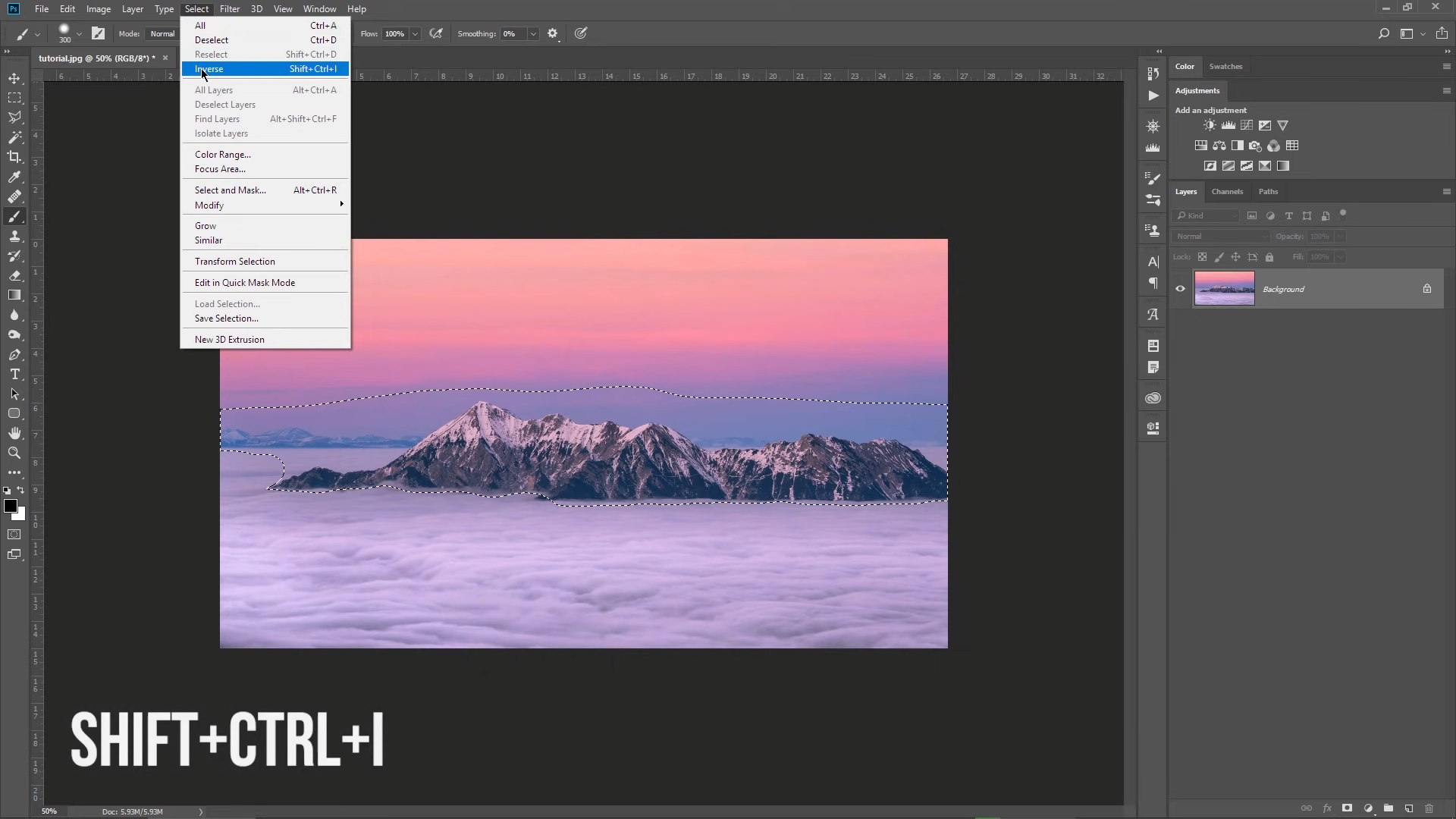 Inversing The Selection In Adobe Photoshop