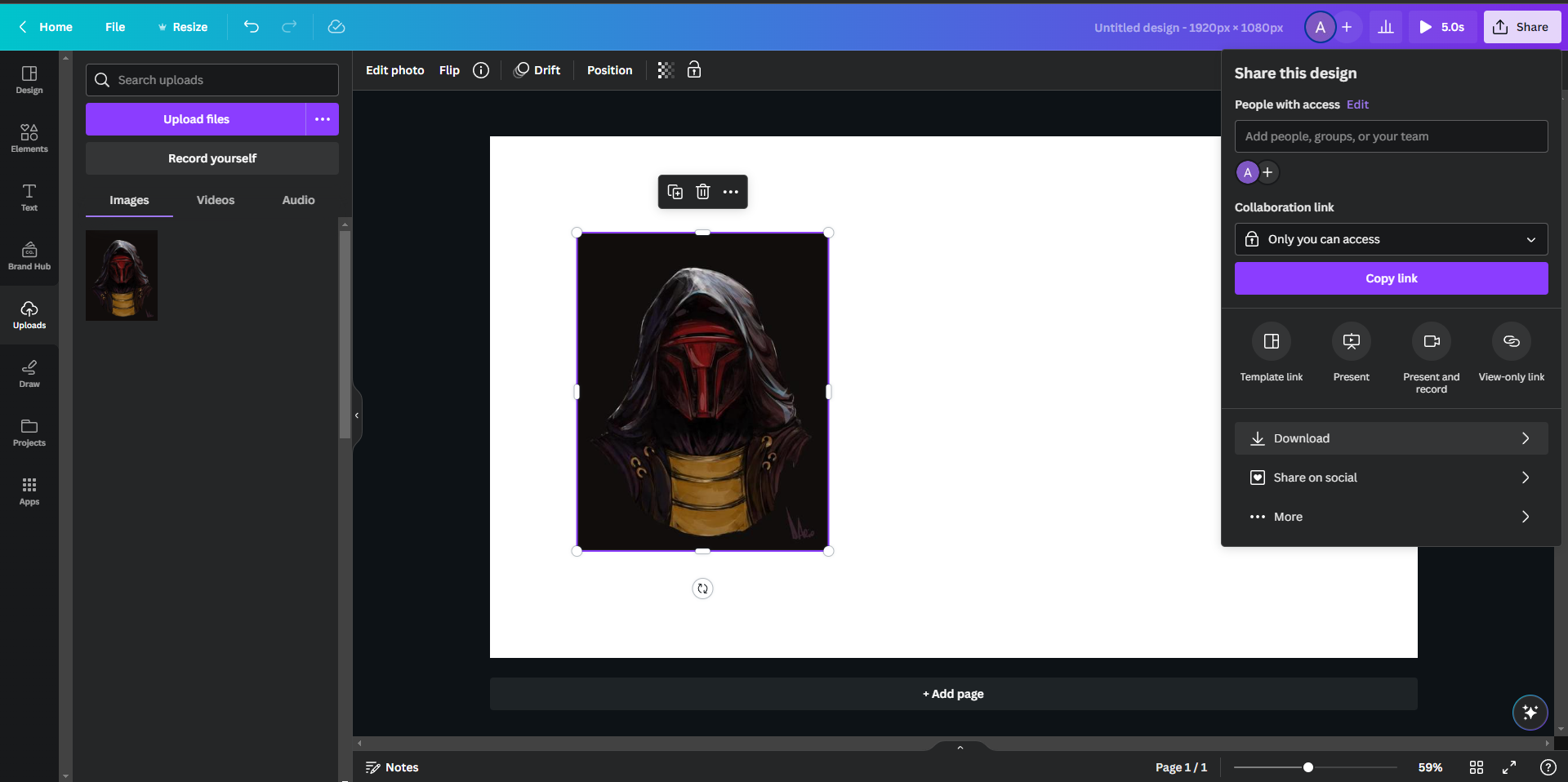 Exporting An Image In Canva