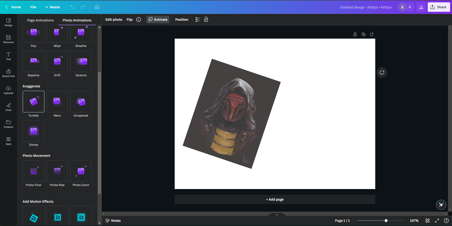 Animating An Image In Canva