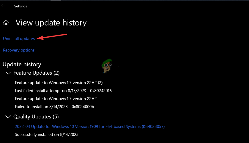 Roll back the system update