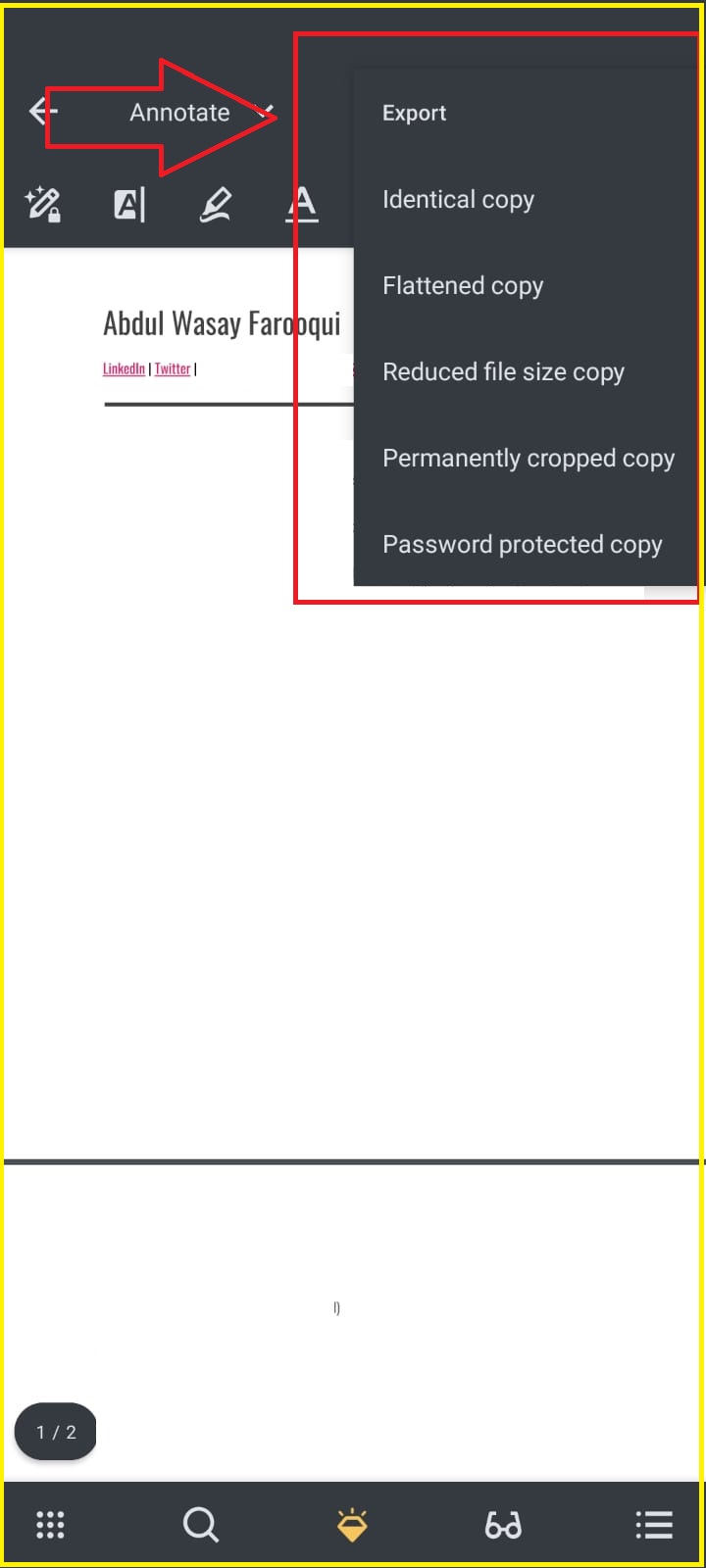 Xodo Docs Export Options