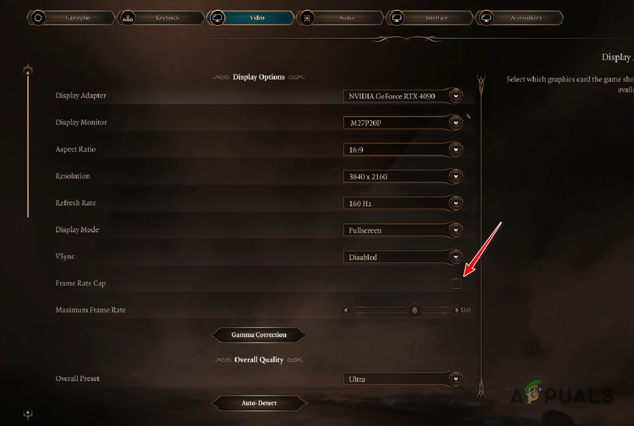 Enabling Frame Rate Cap