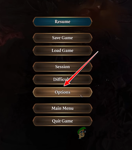 Navigating to Options