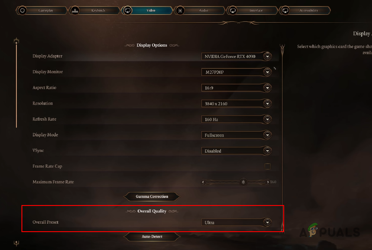 Changing Quality Preset