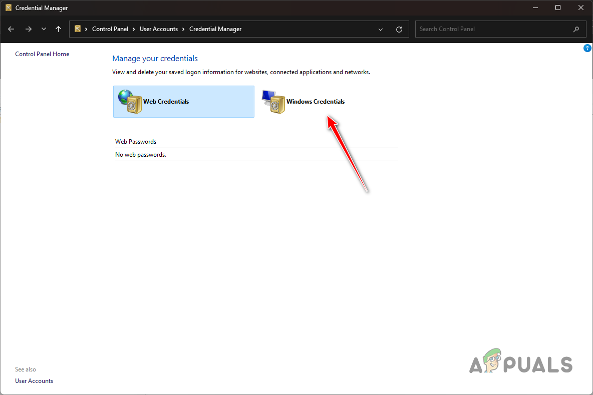 Switching to Windows Credentials