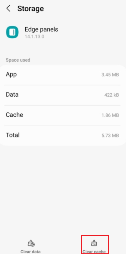 edge panels clear cache
