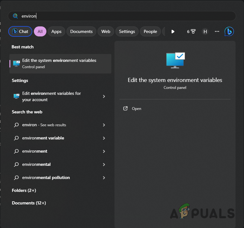 Opening System Properties window