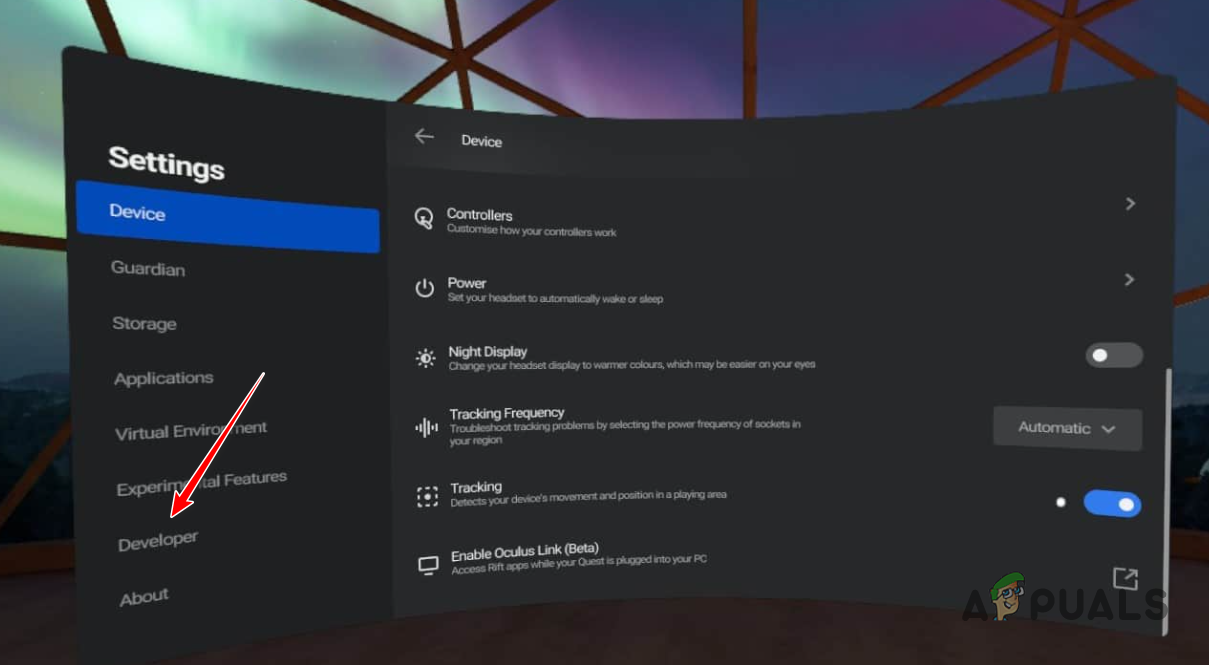 Navigating to Developer tab