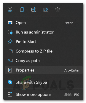 Opening Properties Window