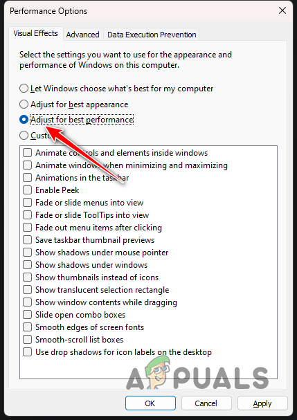 Changing Performance Options