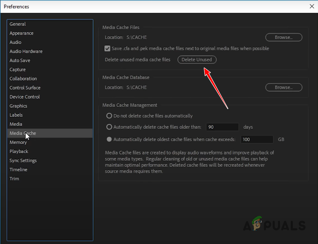 Deleting Media Cache