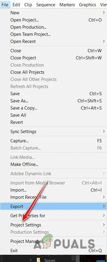 Opening Project Settings