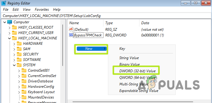 Creating New DWORD Value