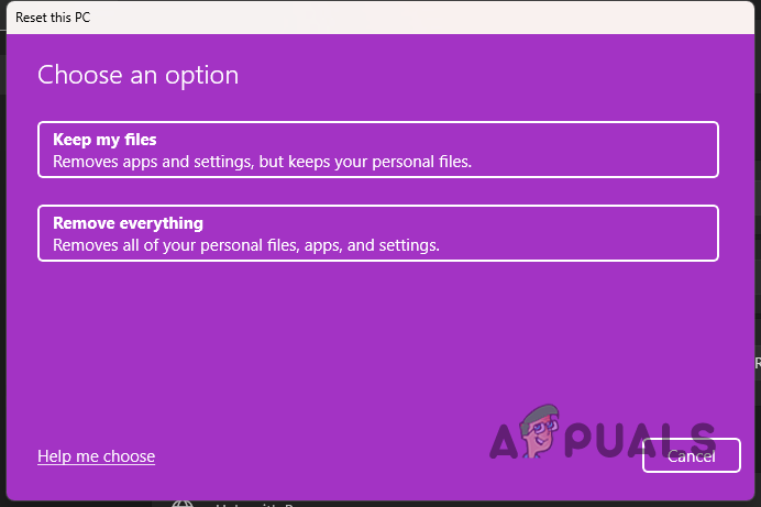 Reset This PC Prompt