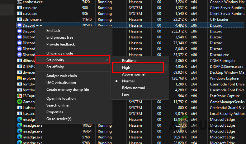 Changing Discord Process Priority