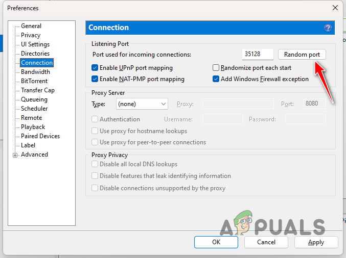 Changing uTorrent Port