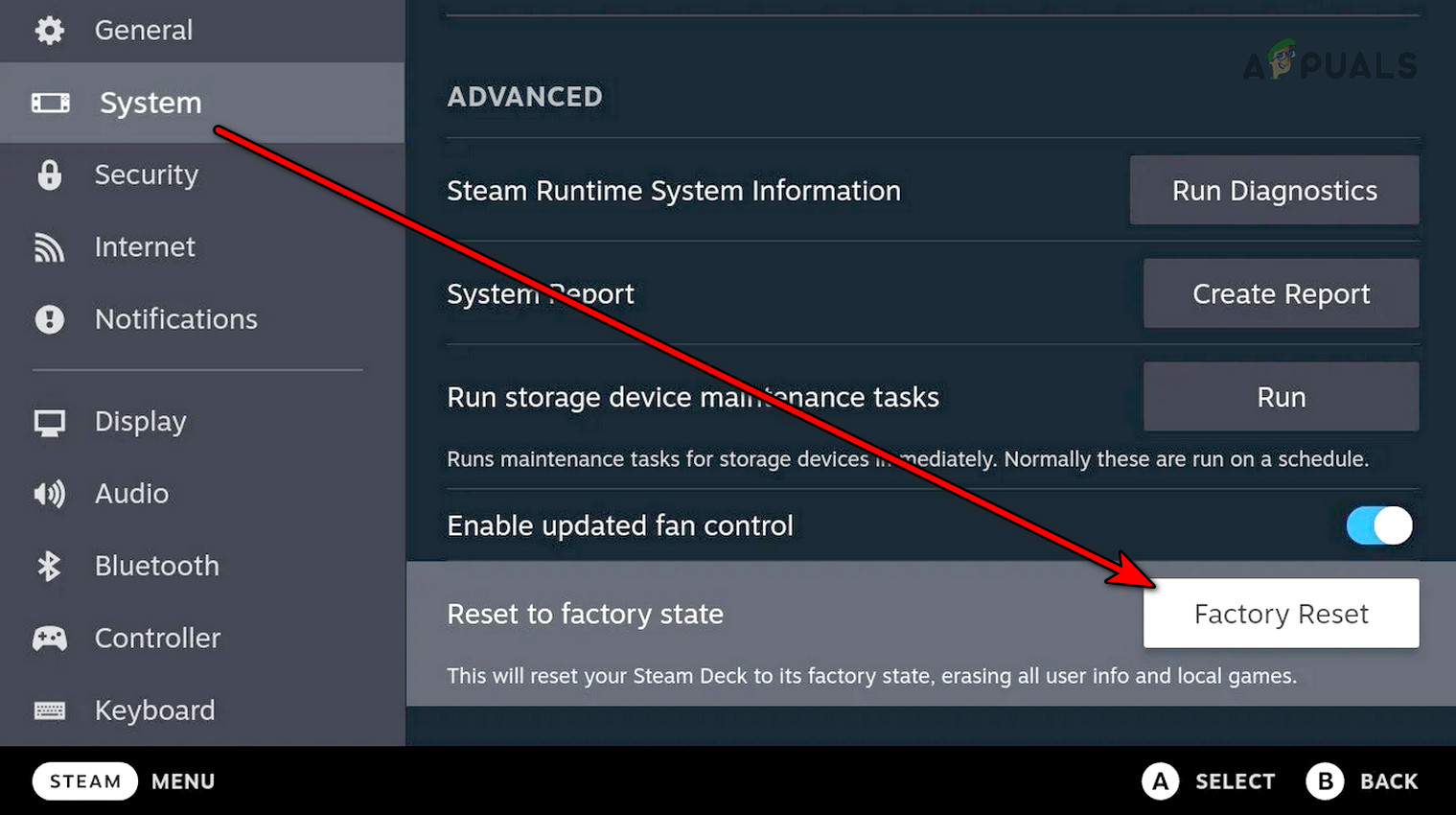 Factory Reset the Steam Deck