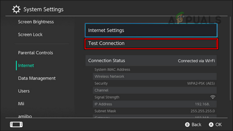 Test Connection of the Nintendo Switch