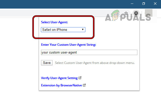 Change User-Agent Switcher Extension to Safari