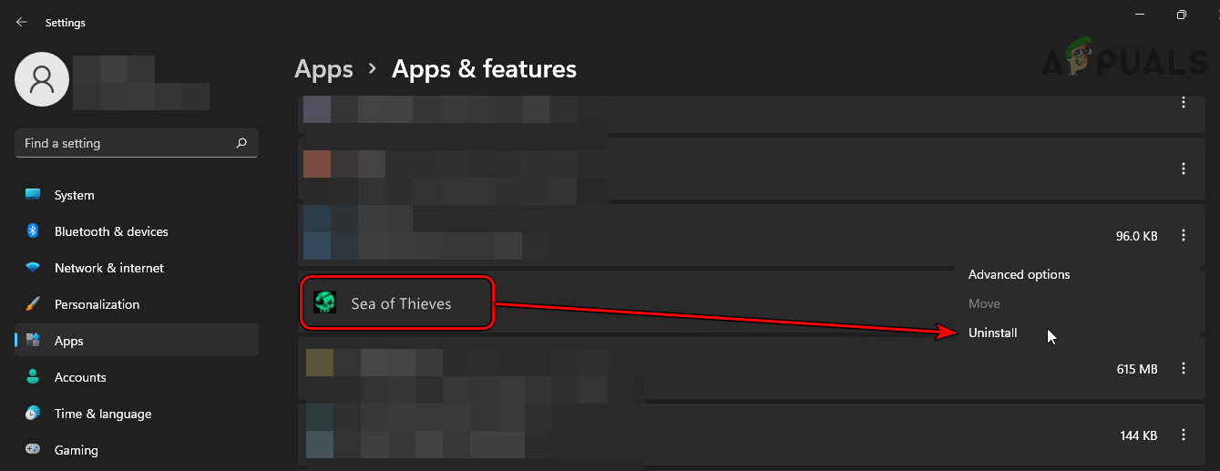 Uninstall Sea of Thieves on Windows