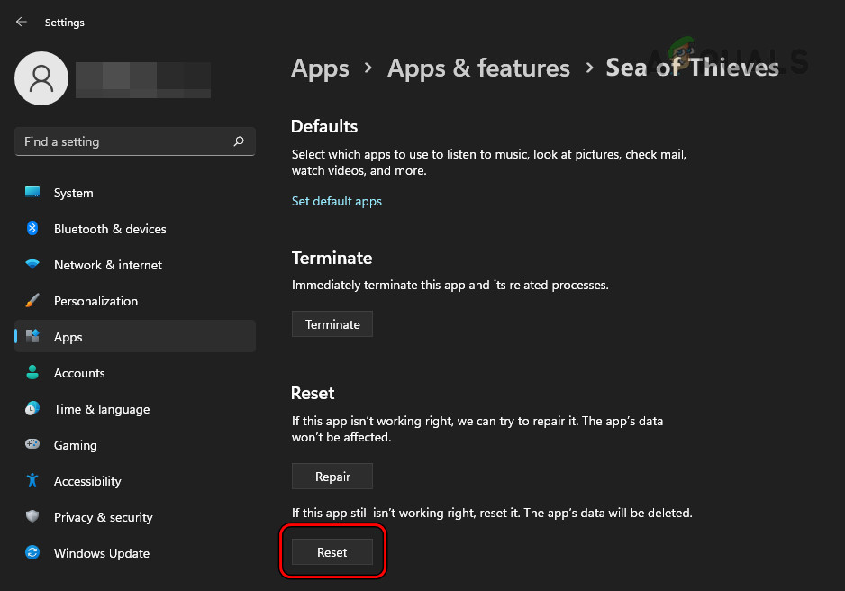 Reset Sea of Thieves on Windows
