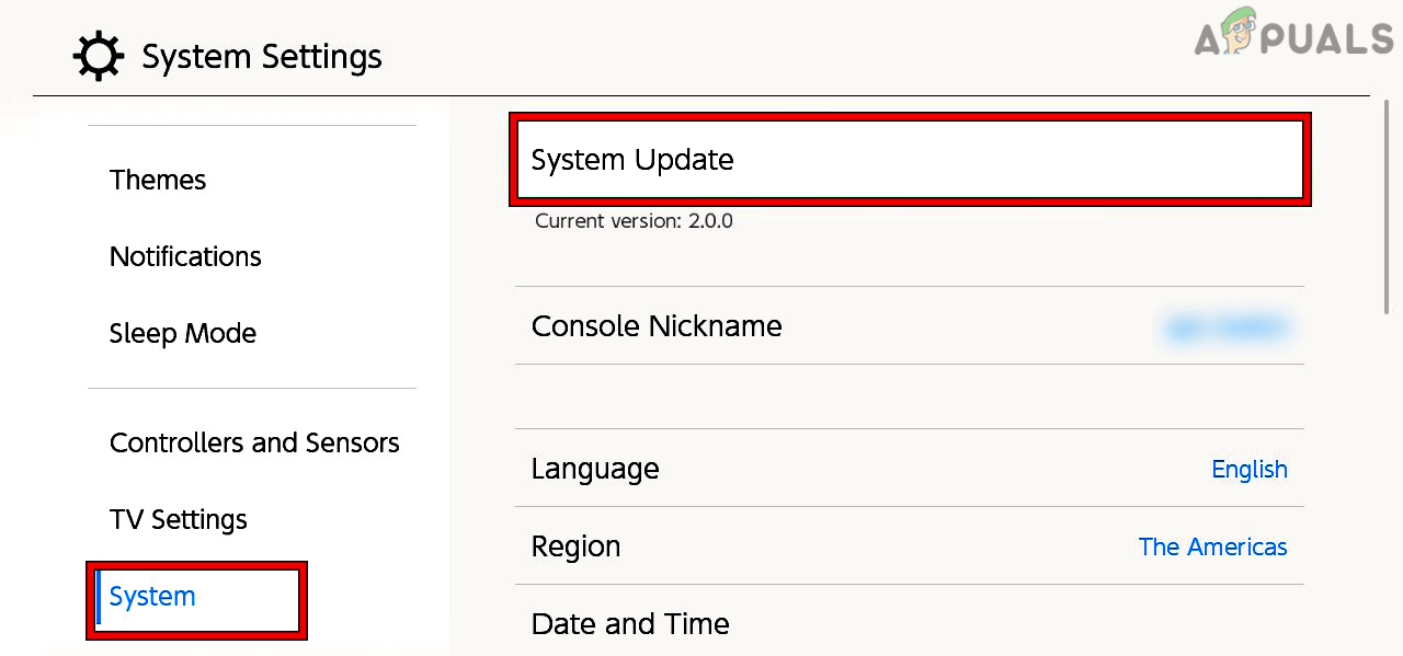 Open System Update of the Nintendo Switch