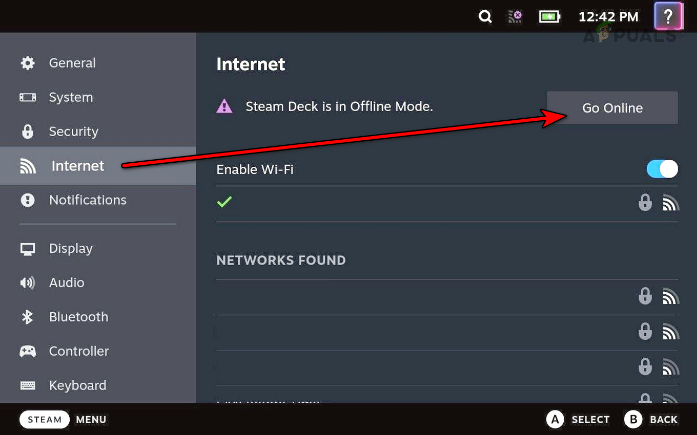 Disable Offline Mode on the Steam Deck