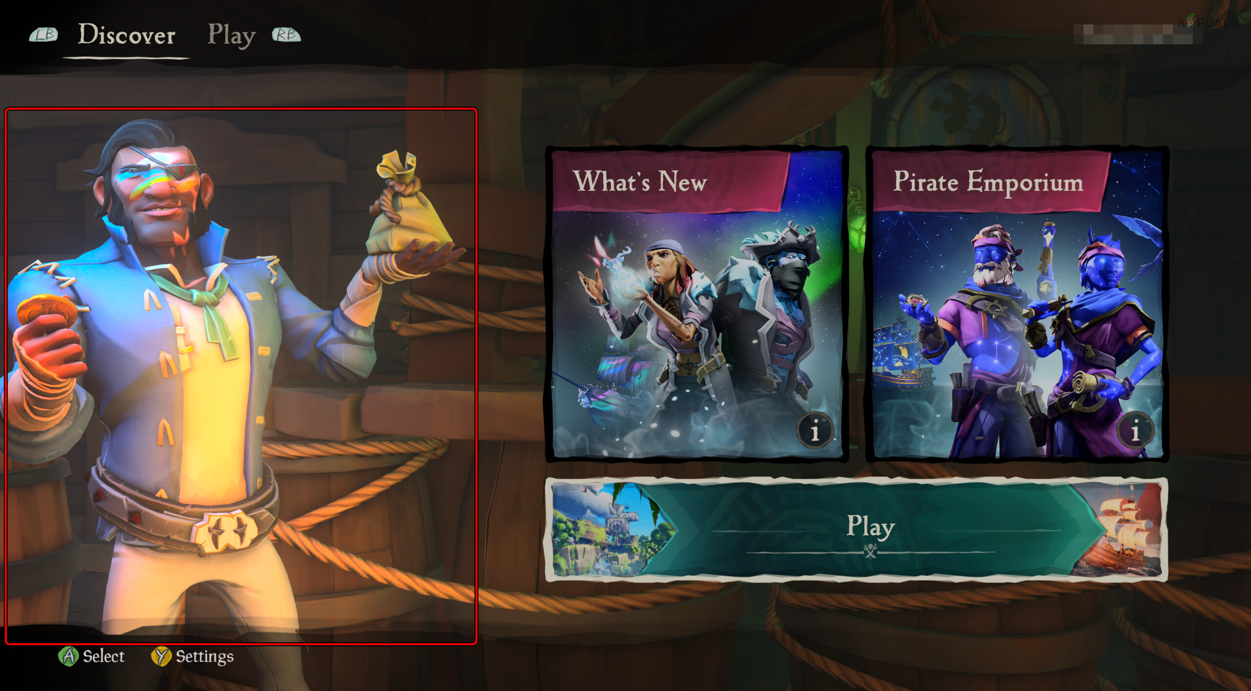 Let the Pirate Character Load in the Discover Tab of the SoT Game