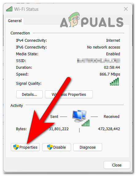 Opening your network's properties