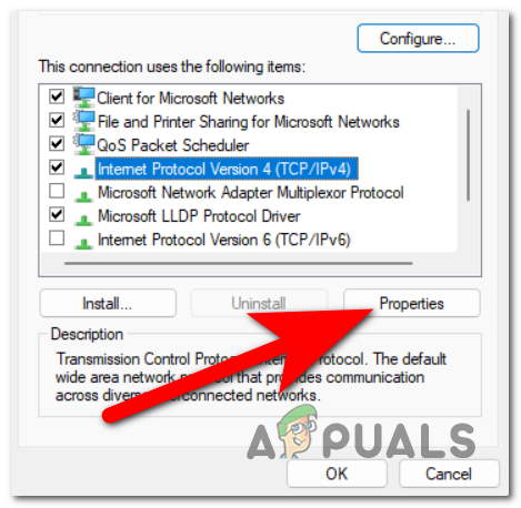 Opening the Properties of IPv4