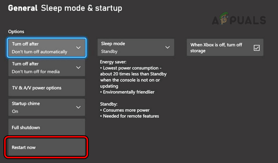 Restart Xbox Through the Startup Menu