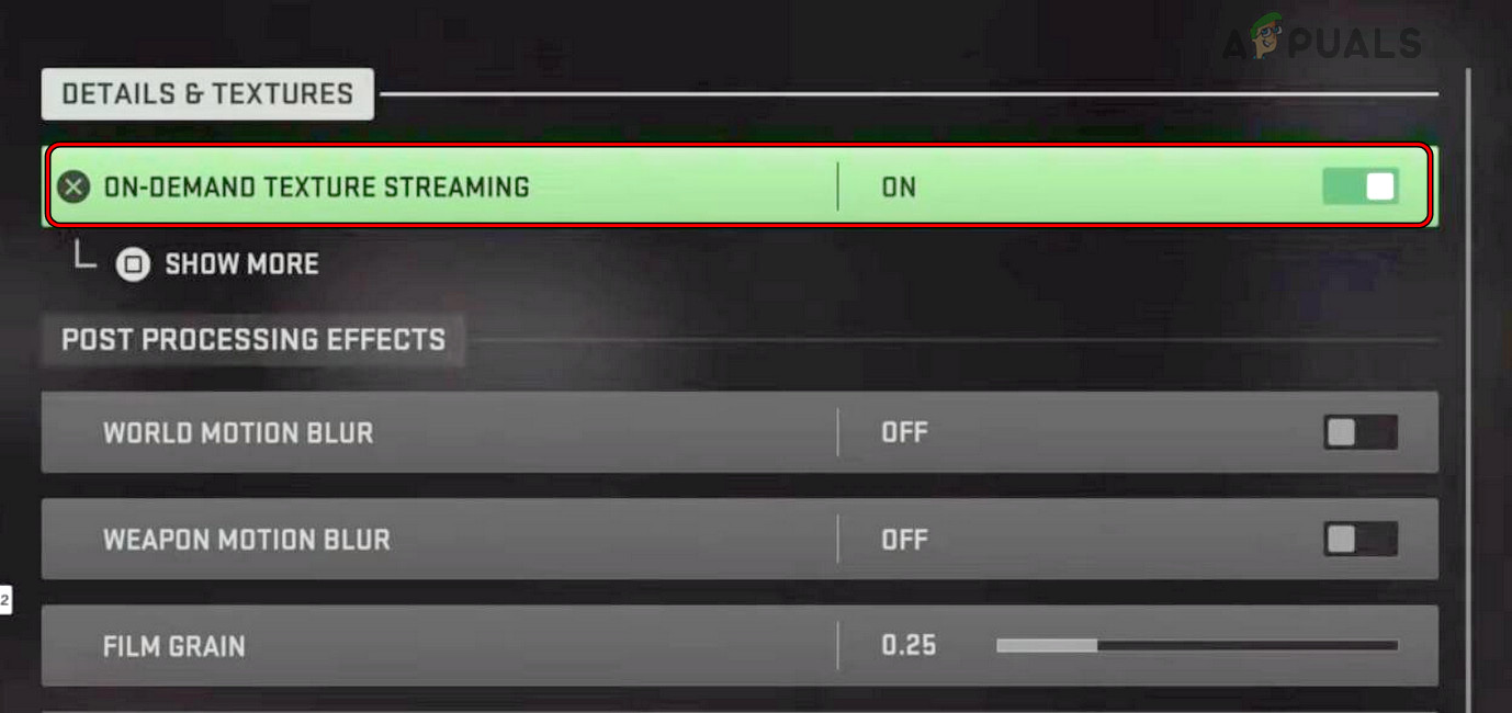 Disable On-Demand Texture Streaming on MW2