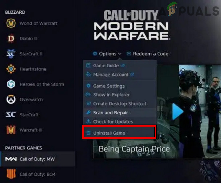 Uninstall Modern Warfare