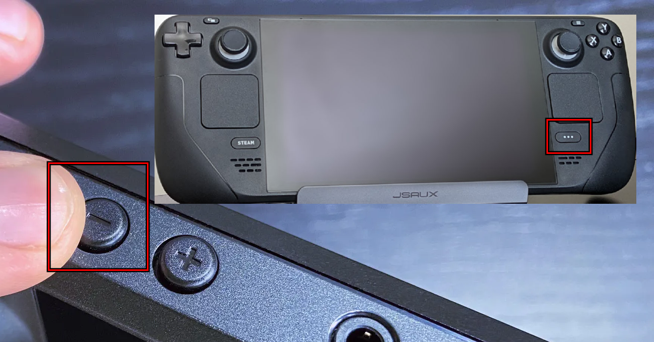 Press the Quick Access, Volume Down, and Power Buttons on the Steam Deck
